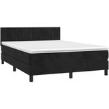 vidaXL Boxspringbett mit Matratze Schwarz 140x190 cm Samt