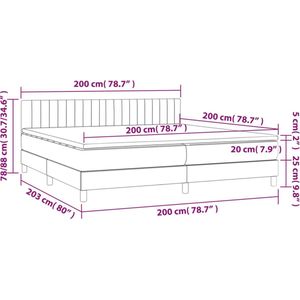 vidaXL - Boxspring - met - matras - fluweel - donkergrijs - 200x200 - cm