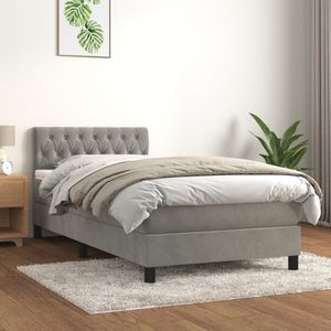 Vidaxl - Boxspringbett mit Matratze Hellgrau 90x200 cm Samt