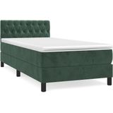 vidaXL Boxspringbett mit Matratze Dunkelgrün 90x200 cm Samt