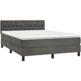 Vidaxl - Boxspringbett mit Matratze Dunkelgrau 140x200 cm Samt