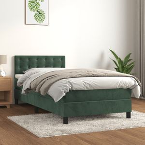 Vidaxl - Boxspringbett mit Matratze Dunkelgrün 90x190 cm Samt