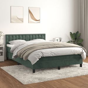 Vidaxl - Boxspringbett mit Matratze Dunkelgrün 140x190 cm Samt