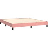 vidaXL - Boxspring - met - matras - fluweel - roze - 180x200 - cm