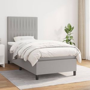 vidaXL Boxspringbett mit Matratze Hellgrau 100x200 cm Stoff