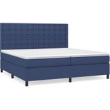 vidaXL Boxspringbett mit Matratze Blau 200x200 cm Stoff
