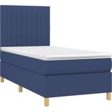 vidaXL Boxspring met matras stof blauw 80x200 cm