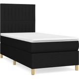 vidaXL Boxspringbett mit Matratze Schwarz 90x200 cm Stoff