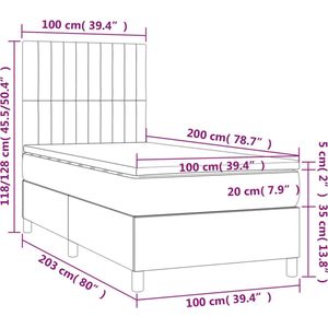 vidaXL Boxspringbett mit Matratze Schwarz 100x200 cm Stoff