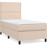vidaXL - Boxspring - met - matras - kunstleer - cappuccinokleurigx200 - cm