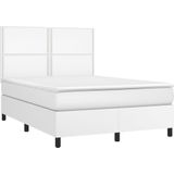 vidaXL Boxspring met matras kunstleer wit 140x190 cm