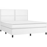 vidaXL Boxspring met matras kunstleer wit 180x200 cm