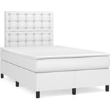 vidaXL Boxspring met matras kunstleer wit 120x200 cm