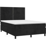 vidaXL - Boxspring - met - matras - fluweel - zwart - 140x200 - cm