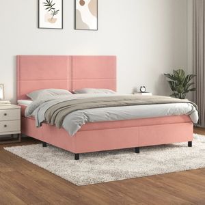 vidaXL - Boxspring - Fluweel - Roze - 180x200 cm