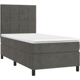 vidaXL Boxspring met matras fluweel donkergrijs 90x190 cm