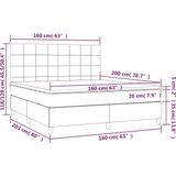 vidaXL Boxspringbett mit Matratze Dunkelgrau 160x200 cm Samt