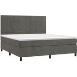 vidaXL Boxspringbett mit Matratze Dunkelgrau 180x200 cm Samt