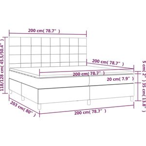 vidaXL Boxspring met matras fluweel donkergroen 200x200 cm