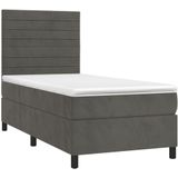 vidaXL Boxspringbett mit Matratze Dunkelgrau 80x200 cm Samt