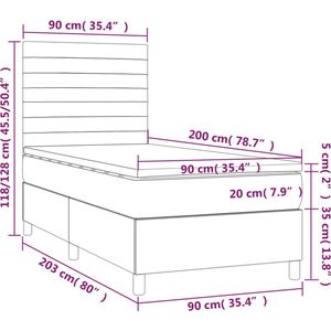 vidaXL Boxspring met matras fluweel roze 90x200 cm