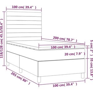 vidaXL Boxspring met matras fluweel donkergrijs 100x200 cm