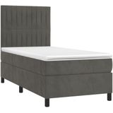 vidaXL Boxspring met Matras Fluweel Donkergrijs 100x200 cm