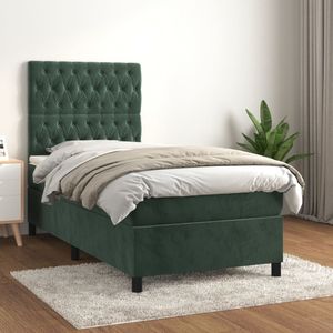Vidaxl - Boxspringbett mit Matratze Dunkelgrün 80x200 cm Samt