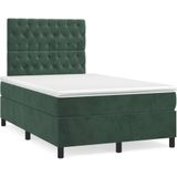 vidaXL Boxspringbett mit Matratze Dunkelgrün 120x200 cm Samt