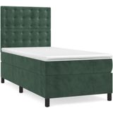 vidaXL Boxspringbett mit Matratze Dunkelgrün 80x200 cm Samt
