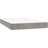 vidaXL Boxspring met matras fluweel lichtgrijs 120x200 cm