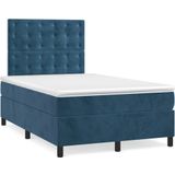 vidaXL-Boxspring-met-matras-fluweel-donkerblauw-120x200-cm