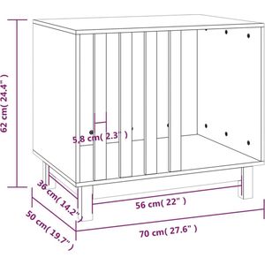 Vidaxl hondenhok 70x50x62 cm massief grenenhout wit