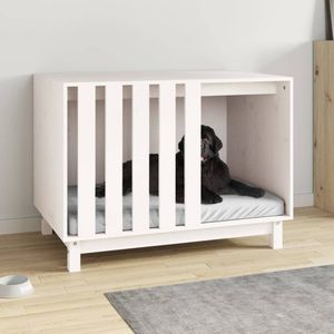 vidaXL - Hondenhok - 90x60x67 - cm - massief - grenenhout - wit