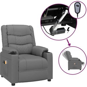 vidaXL - Massagestoel - Kunstleer - Grijs - Elektrisch Verstelbaar