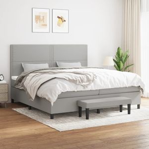 vidaXL - Boxspring - met - matras - stof - lichtgrijs - 200x200 - cm