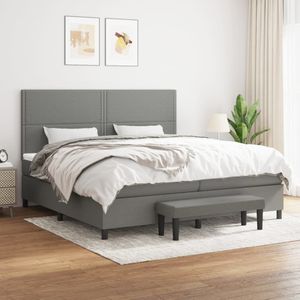 Boxspringbett mit Matratze Dunkelgrau 200x200 cm Stoff vidaXL
