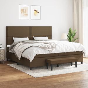 vidaXL Boxspring met matras stof donkerbruin 200x200 cm