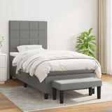 Jinlefu - Boxspringbett mit Matratze Dunkelgrau 90x200 cm Stoff vidaXL