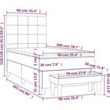 vidaXL Boxspring met matras stof zwart 90x200 cm