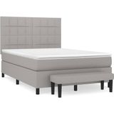 vidaXL Boxspring met matras stof lichtgrijs 140x190 cm