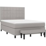 vidaXL Boxspring met matras stof lichtgrijs 140x190 cm