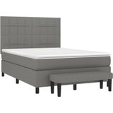 vidaXL Boxspringbett mit Matratze Dunkelgrau 140x200 cm Stoff