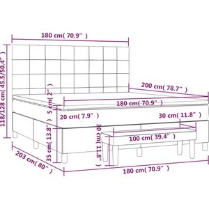 vidaXL - Boxspring - met - matras - stof - donkergrijs - 180x200 - cm