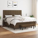 vidaXL Boxspringbett mit Matratze Dunkelbraun 180x200 cm Stoff