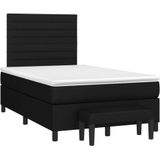vidaXL Boxspringbett mit Matratze Schwarz 120x200 cm Stoff