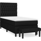vidaXL - Boxspring - met - matras - stof - zwart - 90x190 - cm