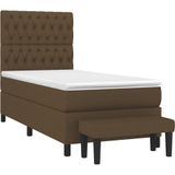 Vidaxl - Boxspringbett mit Matratze Dunkelbraun 90x190 cm Stoff
