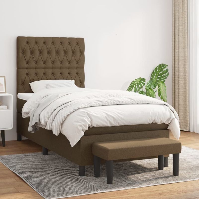 Vidaxl - Boxspringbett mit Matratze Dunkelbraun 90x190 cm Stoff