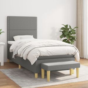 Vidaxl - Boxspringbett mit Matratze Dunkelgrau 90x190 cm Stoff